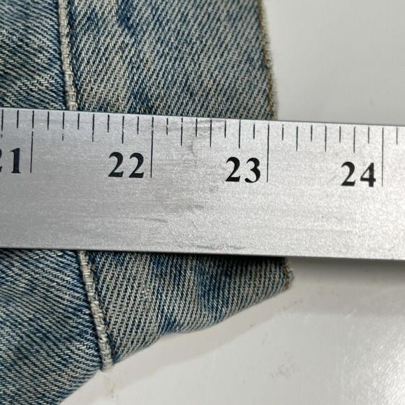 Vintage‎ Structure Distressed Jean Jacket Mens L Blue Denim Trucker Western 90s - Picture 11 of 14